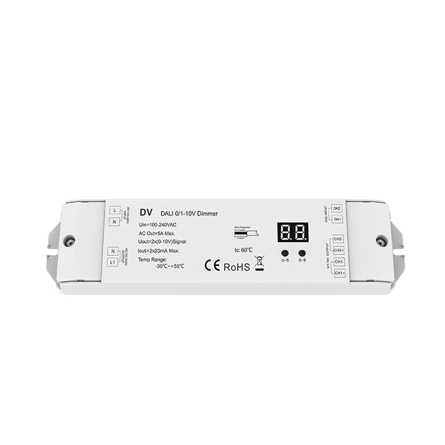 DALI dimmer DV DT5 100-240VAC 2CH*20mA 2 Channels 0/1-10V Output