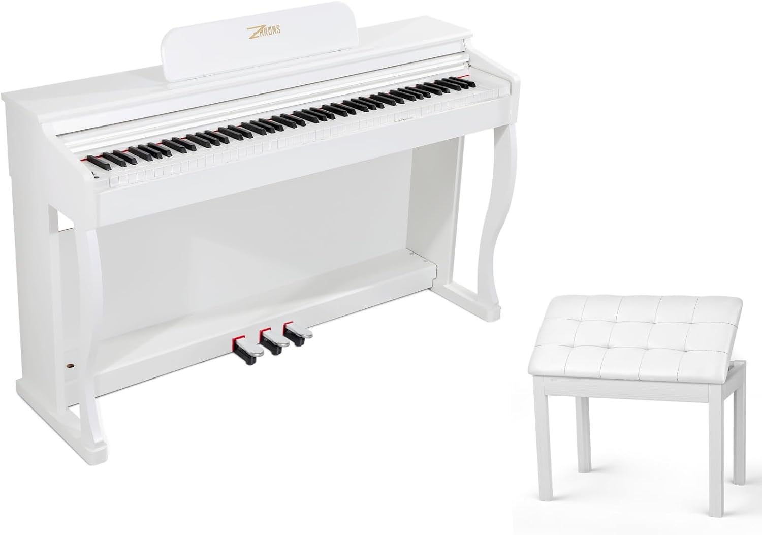 ZHRUNS Digital Piano, 88 Key Weighted Keyboard Piano, Duet Piano Bench with Storage