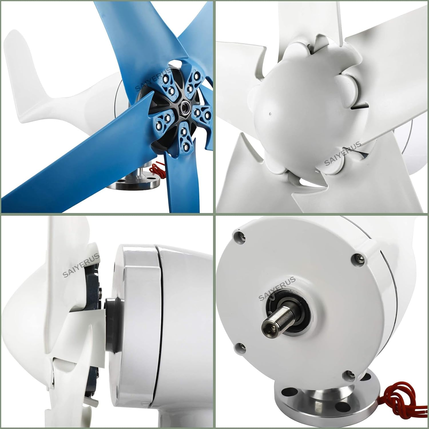 Windmill Generator, 5 Blades Small Wind Turbine Kit Industrial Energy Equipment, Three Phase Ac Permanent Magnet Generator, Suitable for Ship, Home Use (Blue 48V)