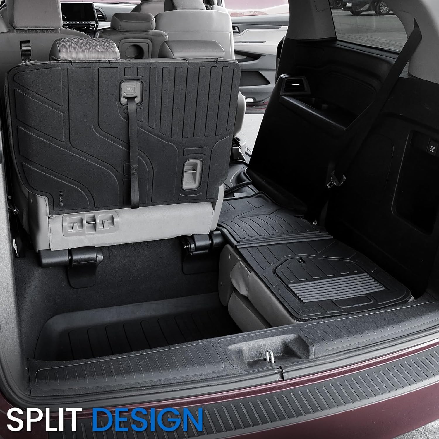 Floor Mats Set for 2018-2026 Honda Odyssey, All Weather TPE Backrest Mat Trunk Mat Cargo Liner for Stowed Flat 3rd-Row Seating and Well Area Accessories(Full Mats Set for Full Coverage)