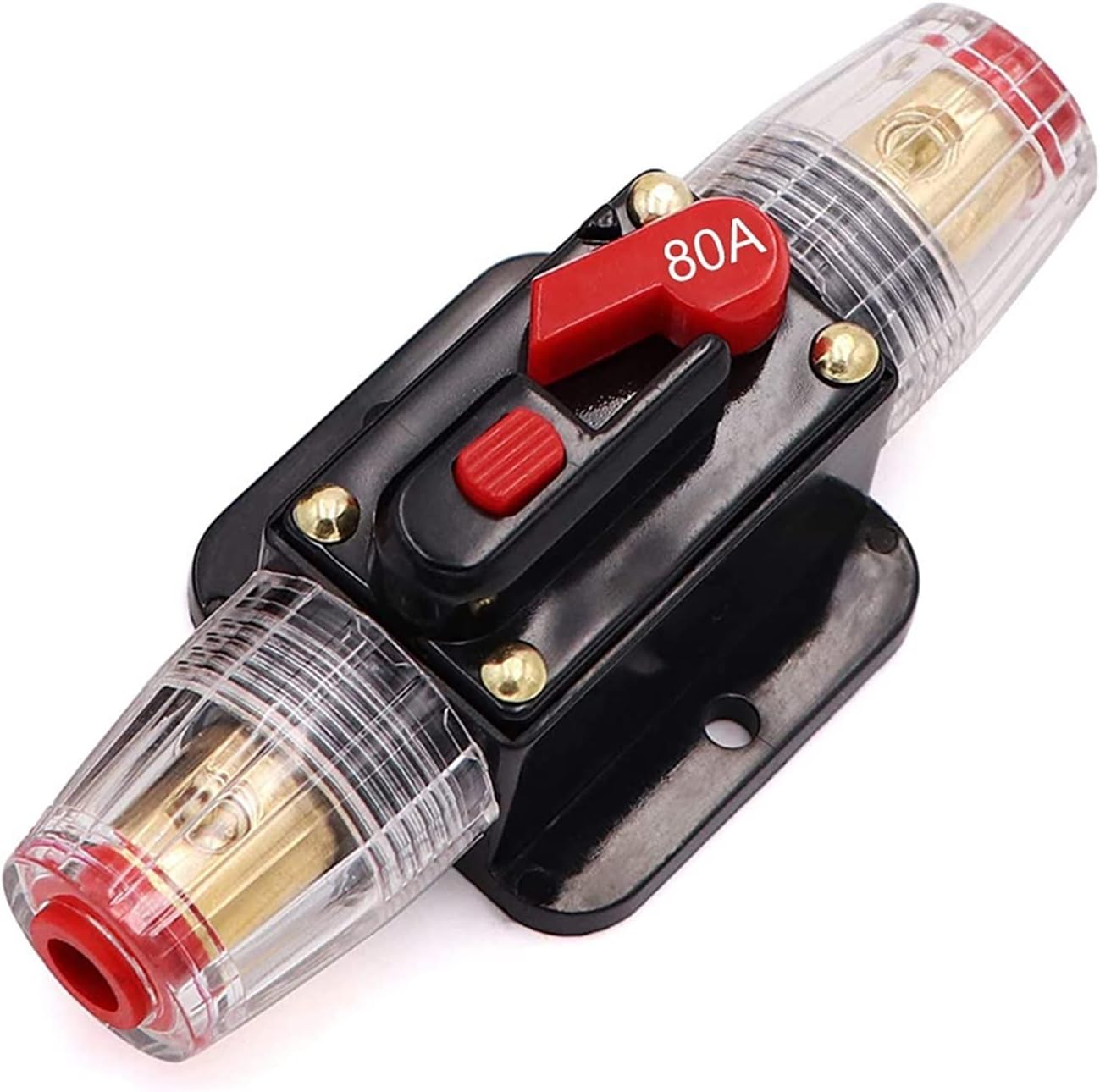 150A 125A 80A 50A 30A 12V/24V Car Truck Boat Audio Modification Stereo Amplifier Breaker Automatic Reset Fuse Holder Switch(Color:80A)