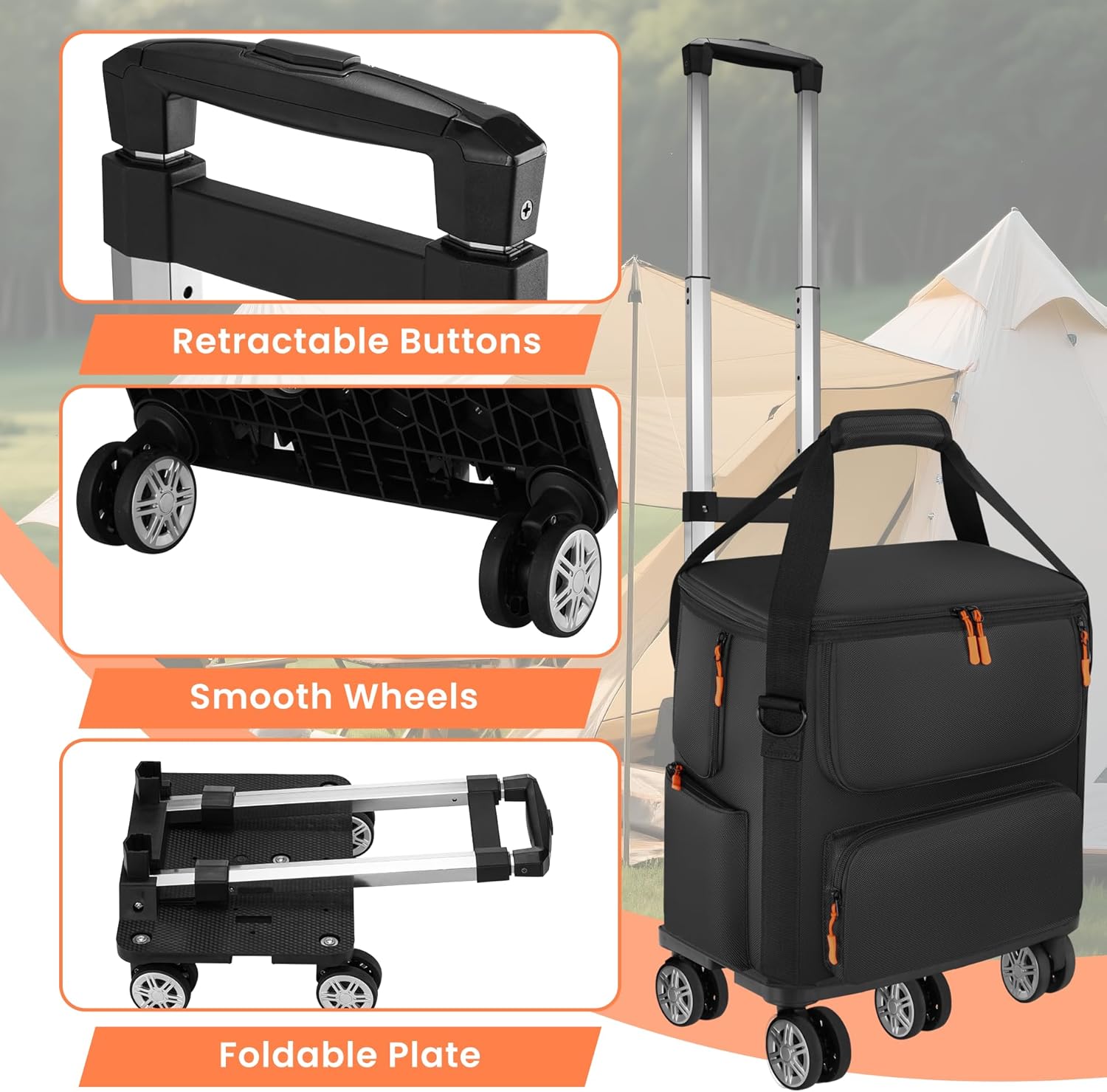 Carrying Case Compatible with BLUETTI AC180, Power Station Travel Bag Padded with Detachable Trolley for AC180, Protective Cover Storage Bag for AC180 with Multi-pockets, Shoulder Strap & Handle