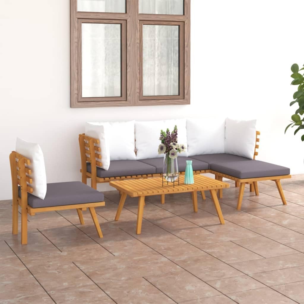 6 Piece Patio Lounge Set with Cushions Solid Acacia Wood,Outdoor Wooden Lounge Set with Cushions for Patio, Terrace, or Garden Patio Furniture Sets, Outdoor Furniture Sets