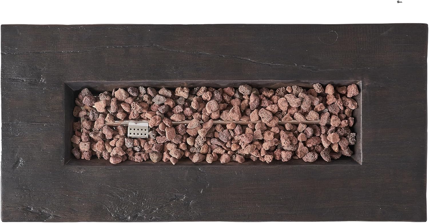 Christopher Knight Home Custer Outdoor Rectangular Fire Pit - 40,000 BTU, Brown