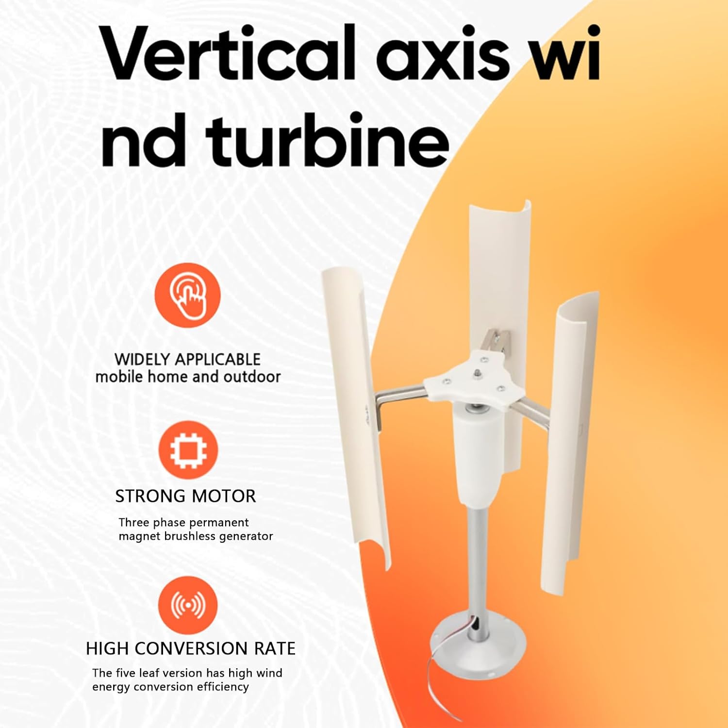 30W DIY Vertical Axis Wind Generator 3 Blades 12V Three Phase Wind Turbine Model Permanent Magnet Generator for Interior Decoration, Model Making.