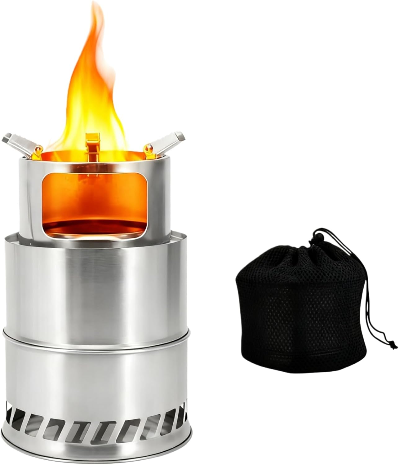 Smokeless Fire Pit 12.2in Stainless Steelsolo Stove Fire Pits for Outside Wood Burning Convenient Table Top Firepit It is Used for Backyard Courtyard Camping Picnics Gatherings and Heating