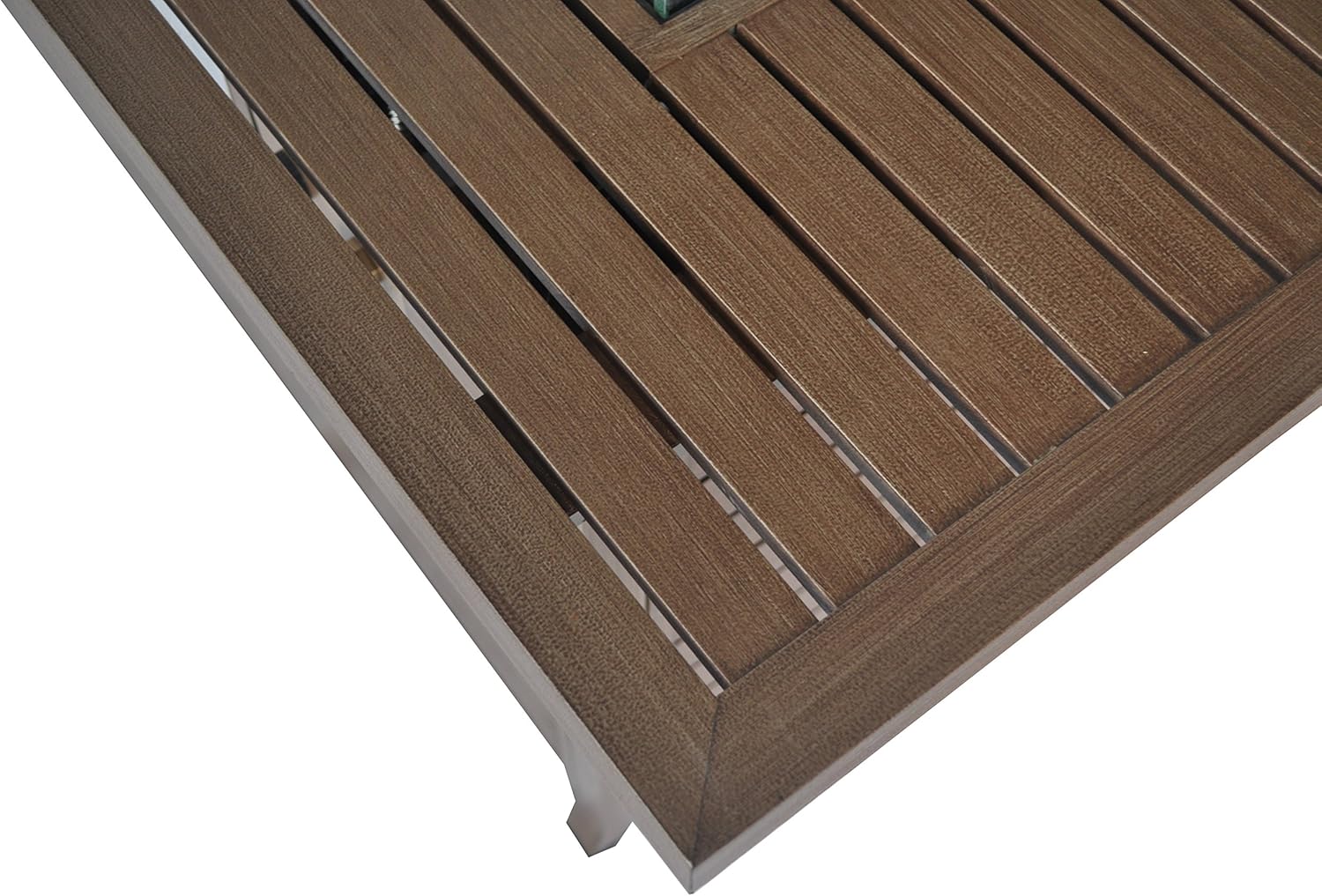 Legacy Heating 59 in. x 21 in. Rectangle Extruded Steel Propane Fire Table with Wind Glass, Cover and Lid-Natural Wood Look CDFP-S-Cbwood