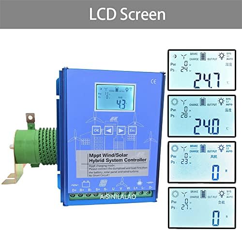 12000W Wind Solar Hybrid System - MPPT Charge Controller with Dump Load, Auto Regulator for 12V, 24V, 48V Wind Turbine Generator, Efficient Renewable Energy Solution