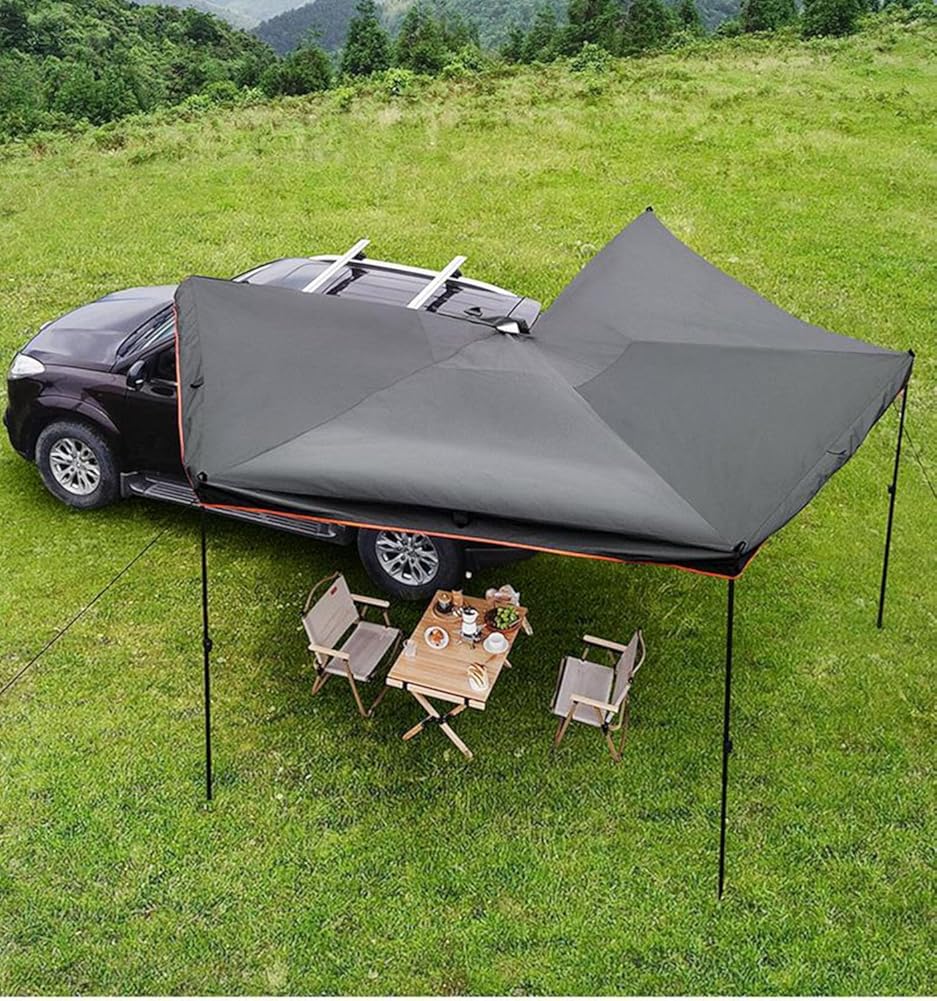 Aluminum 270 Degree Fan-Shaped Car Side Tent Camping Outdoor Sunshade and Rain Shelter Off-Road SUV Side Camping Canopy Tent