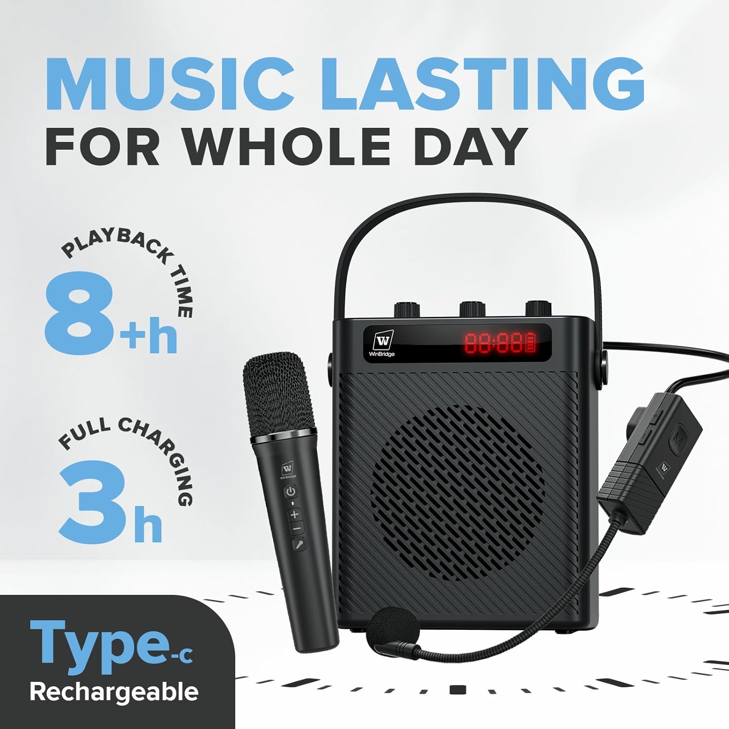 Voice Amplifier Wireless Microphone/Handheld Mic- 40W Portable Microphone and Speaker Wireless karaoke System, Bluetooth Speaker with Mics Personal Pa System, 4 Sound Effects for Teachers Speaking S95