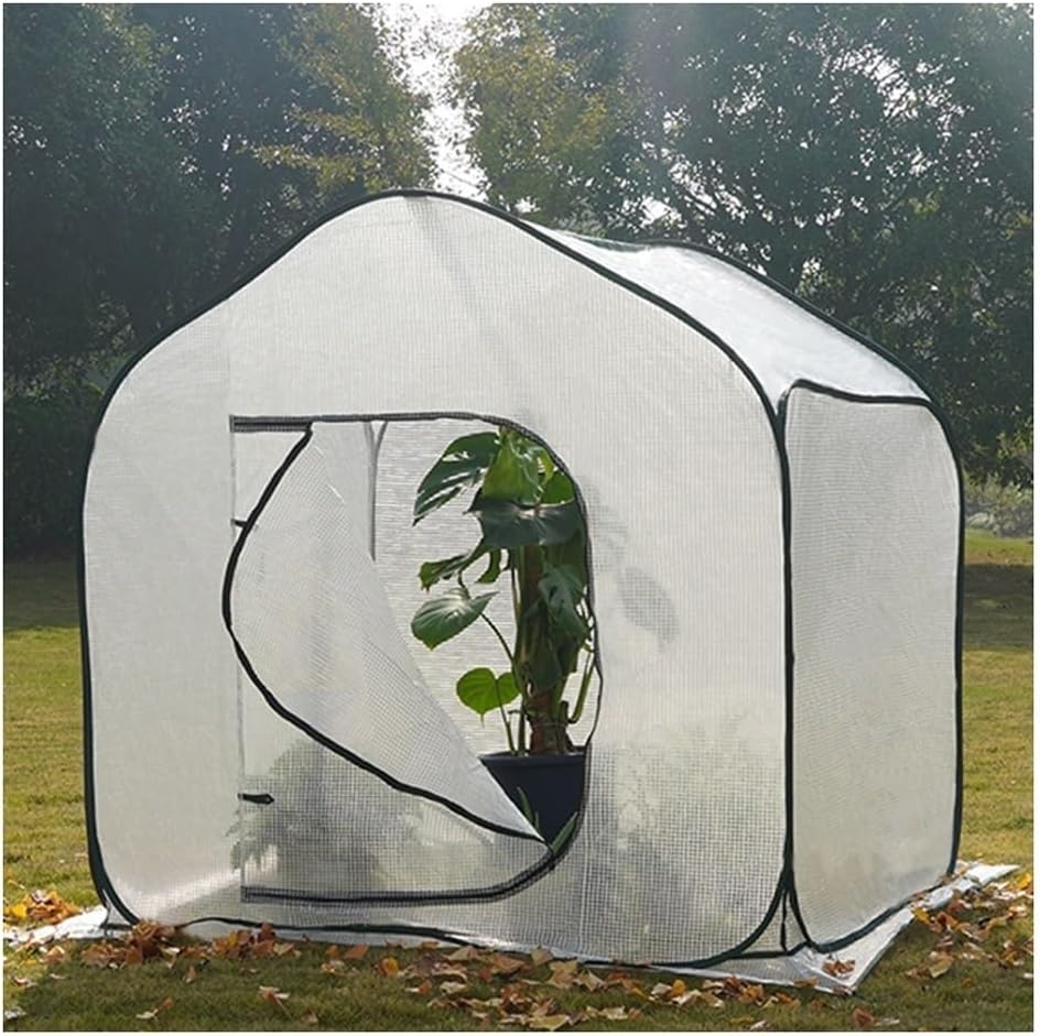 GRRICEPL Pop up Greenhouse Tent, Portable Greenhouse Garden, Walk-in Greenhouse, Garden Plant Hot House, Durable PE Cover, for Protecting Plant from Cold Frost (Color : White, Size : 150x150x150cm)