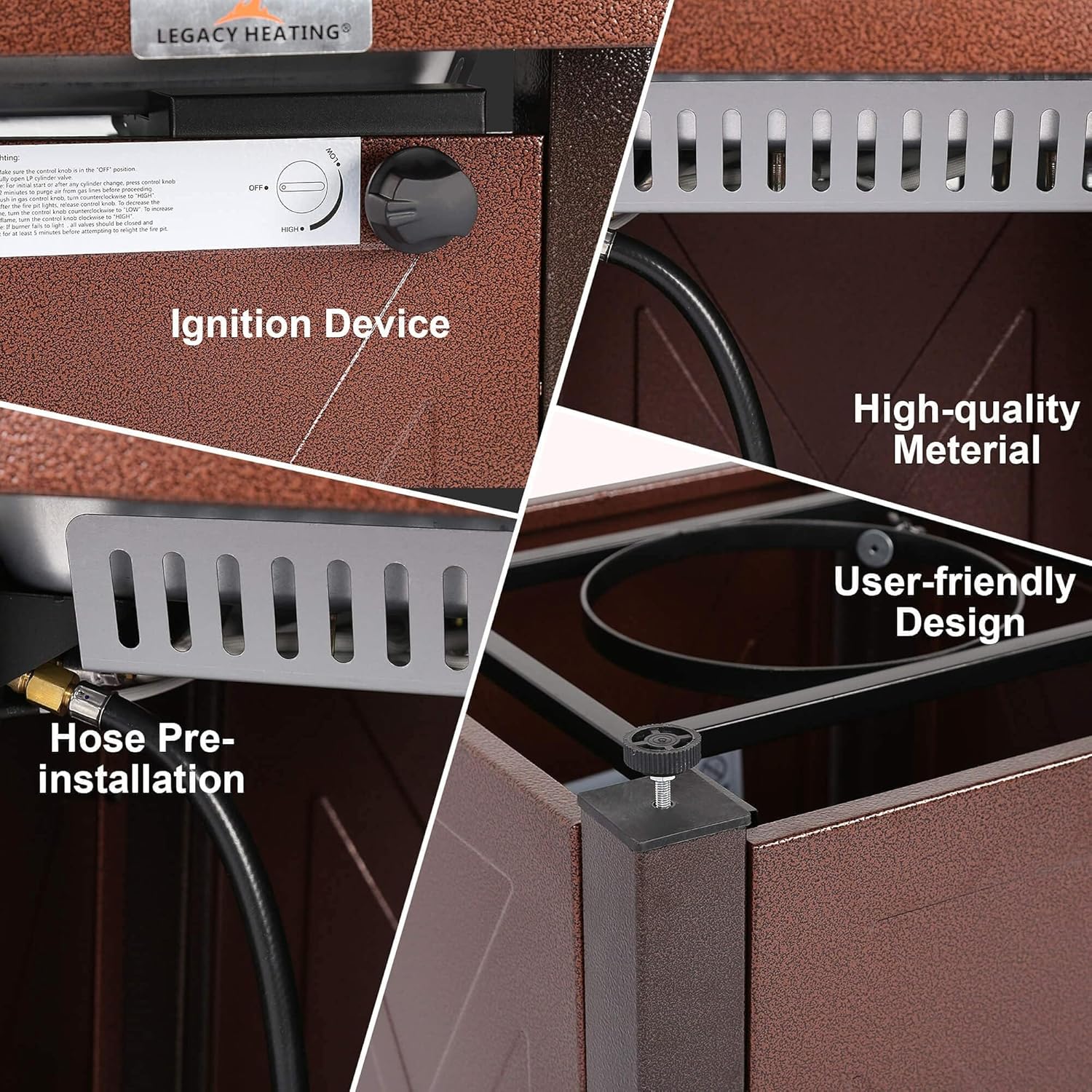 28'' Fire Pit Tables,Metal Propane Fire Pit Table with Hose Pre-Installation,50000 BTU Output Outdoor Firepit Table,X-Shaped Patio Fire Pit with Lid for Garden (Burgundy, 28''L)