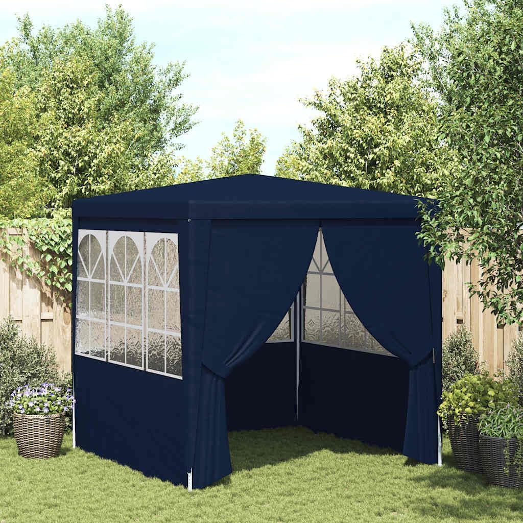 Party Tent Blue 6.6x6. Feet, 100% Polyethylene, Water Resistant Outdoor Canopy for Garden Events, UV Gazebo Outdoor Structures