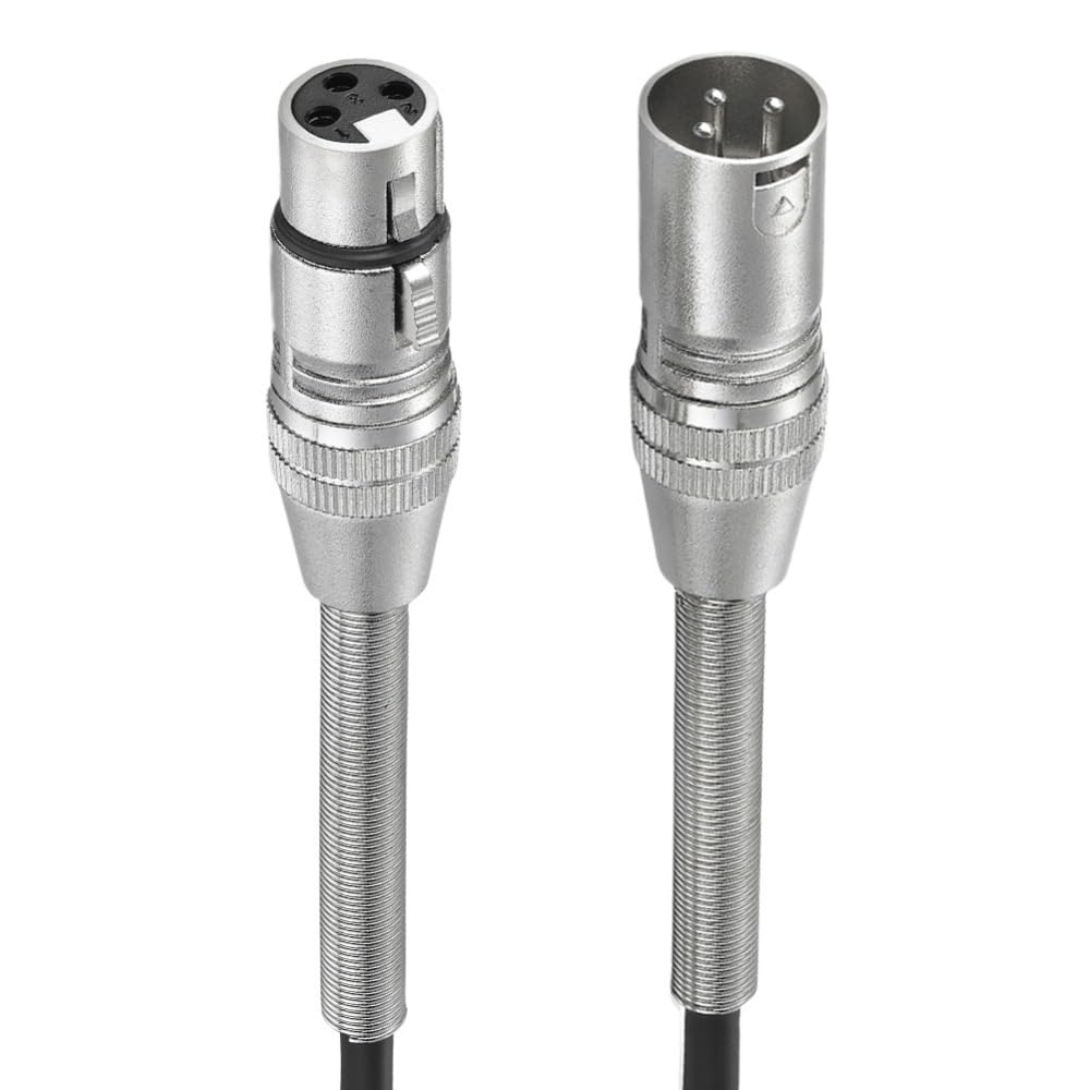 XLR Cable Male to Female M/F with Spring Protection for Microphone Amplifier Foil+Braided Shielded(Gold Fabric Braided,10m)