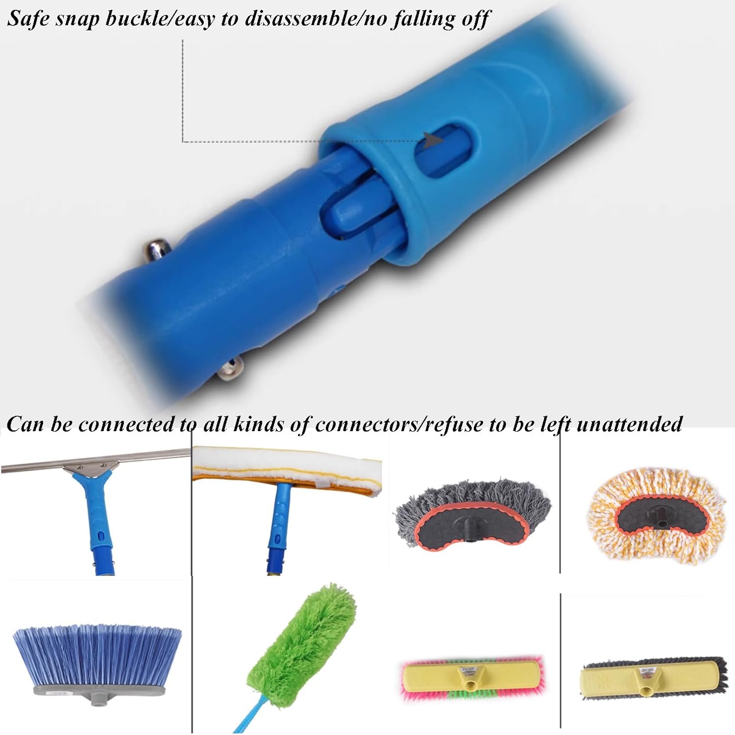 Adjustable Window Cleaning Pole Kit with Multiple Cleaning Tools and BrushHead, Aluminum Handle, Indoor/Outdoor, High Windows, Caravan, Solar Panel, Deck Cleaner