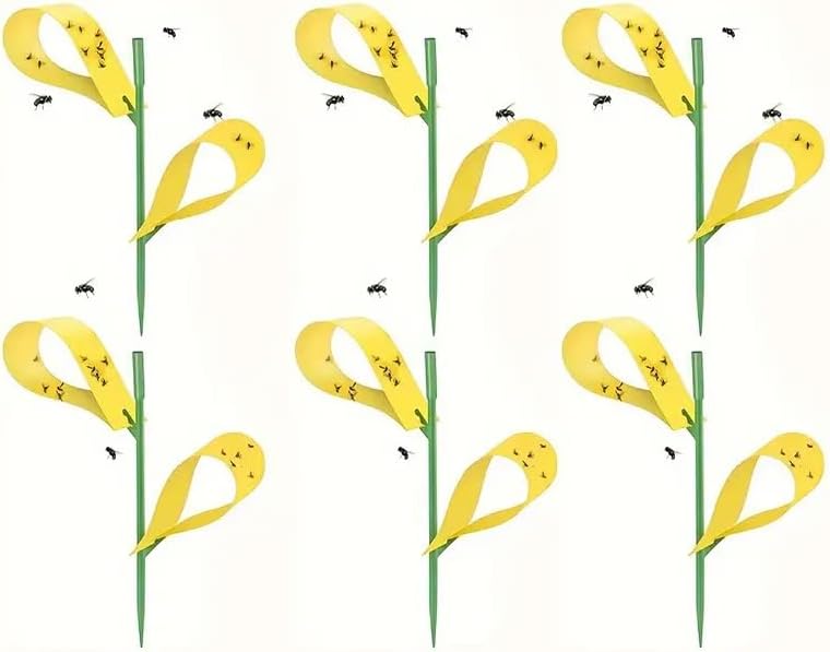 Generic Sticky Houseplant Traps Stakes Yellow, Sticky Traps for Fruit Flies, Fungus Gnats, Bugs, Indoor/Outdoor Use