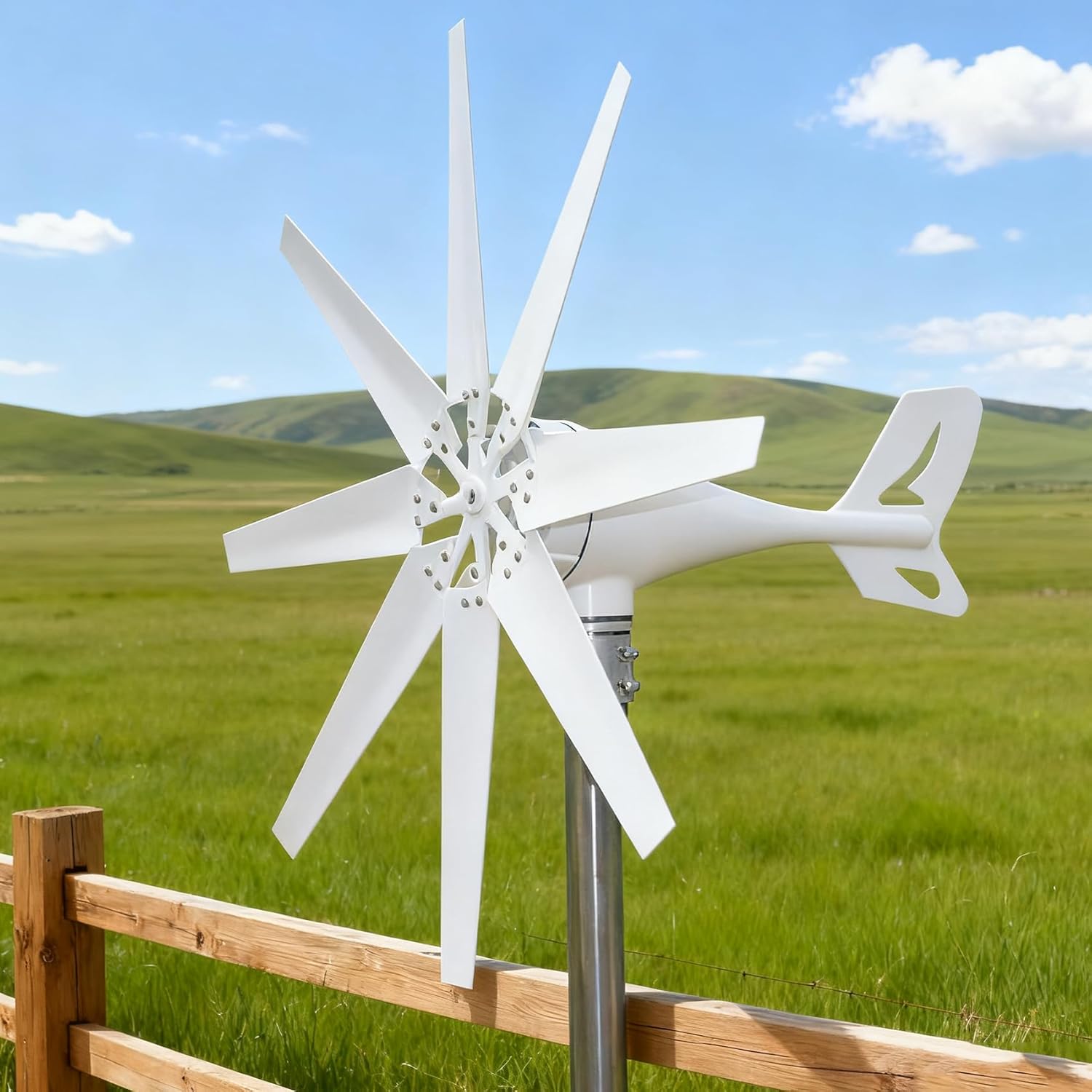 8 Blades12000w Wind Turbine 12V 24V 48V High Efficiency Horizontal Windmill Off Grid System Home RV Farm(with Controller)