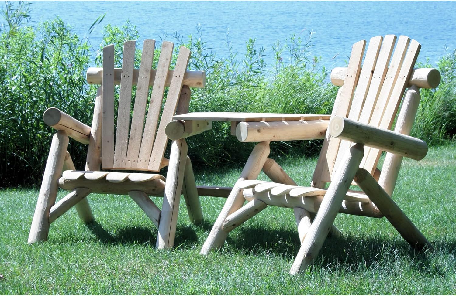 Lakeland Mills CFU329 Cedar Log Vista Tete Outdoor Chairs, Natural