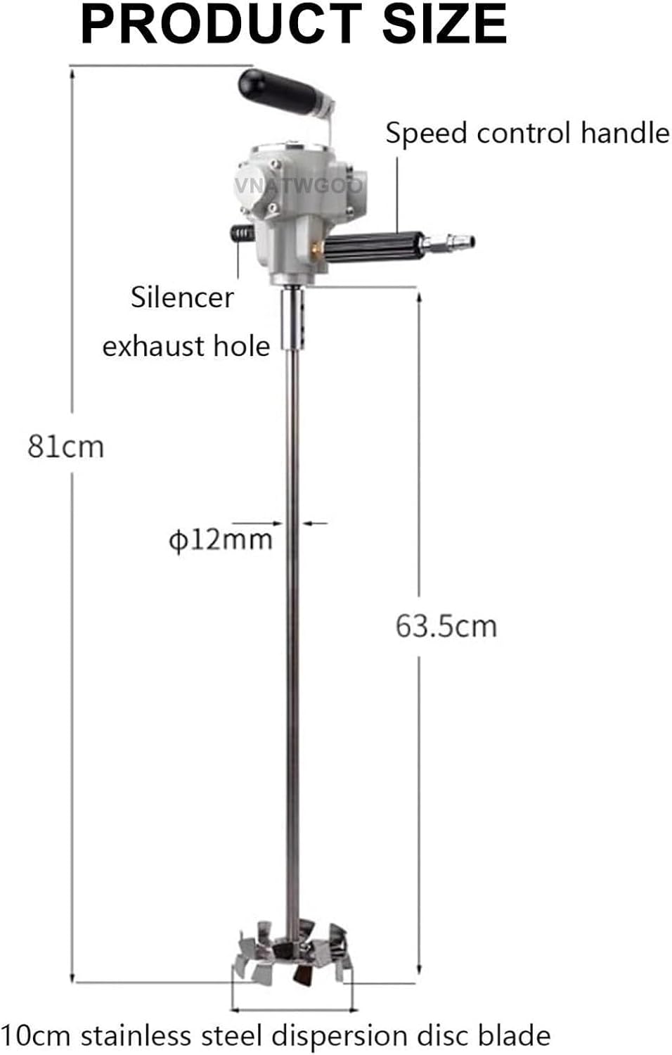 5 Gallon Industrial Air-Powered Handheld Mixer, Adjustable 50-2600 RPM Stirring Machine, Liquid Agitator for Paint Resin