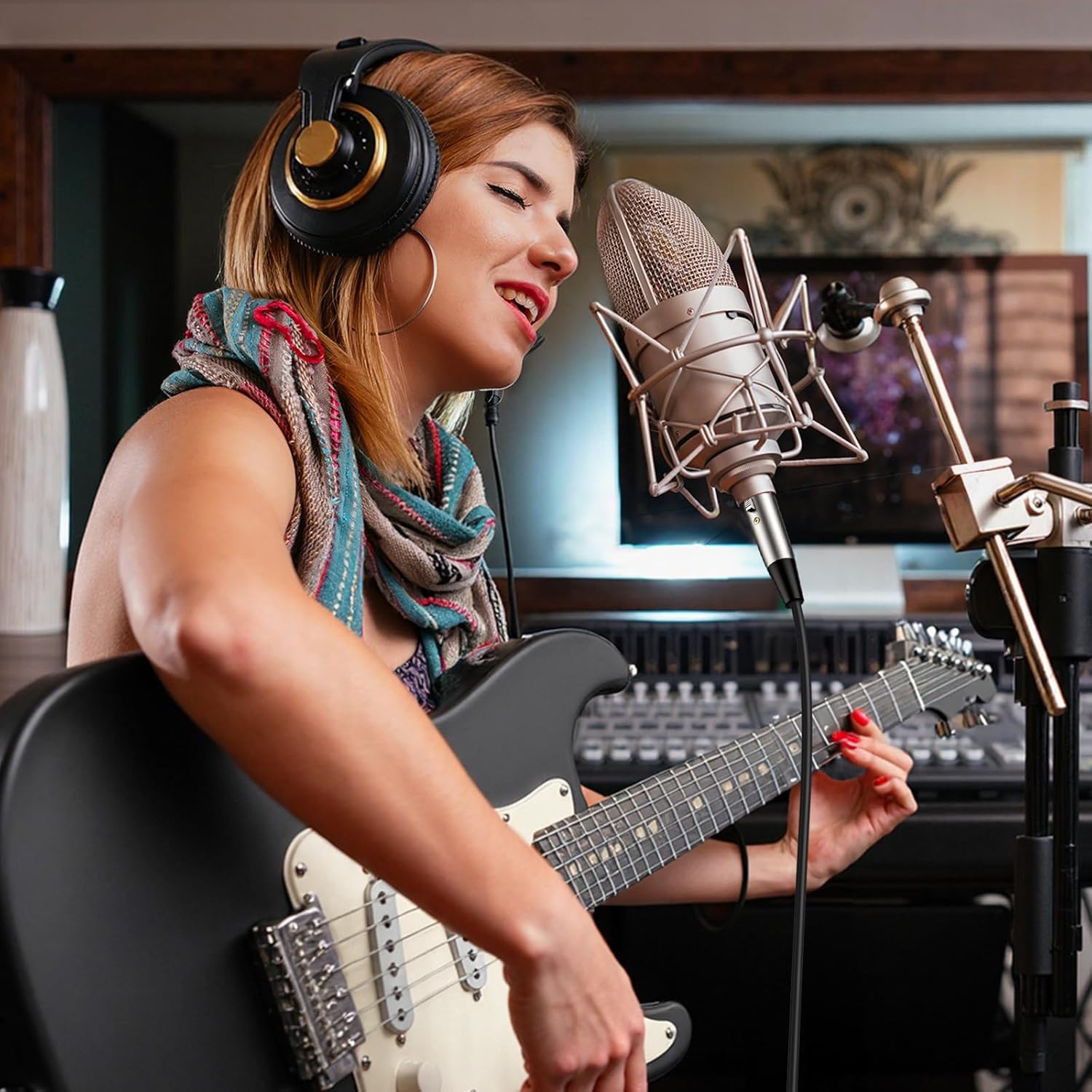 EBXYA XLR Cable 25ft 10 Pack 3 Pins Balanced XLR Microphone Cable Male to Female for Audio Mixer, Radio Station, Speaker Systems, Black