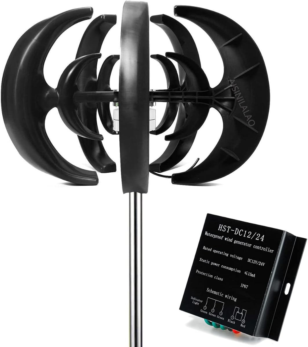 4000W Noiseless with MPPT Controller Vertical Turbine Generator, 12V 24V 48V White 6 Blades Wind Turbine for Home Hybrids Streetlight Use