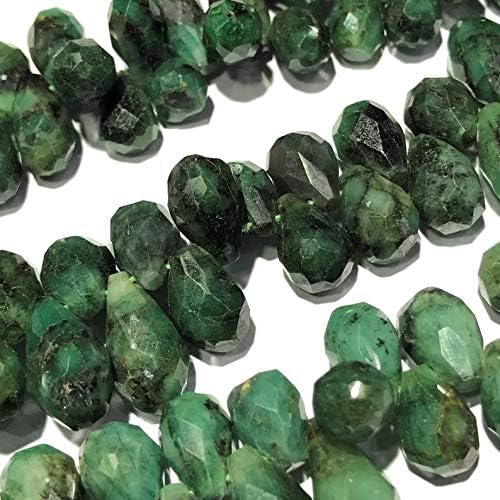 13 inch natural beads strand of 11-16mm faceted drop emerald gemstone beads for DIY jewelry - necklace, bracelet, earring, ring.