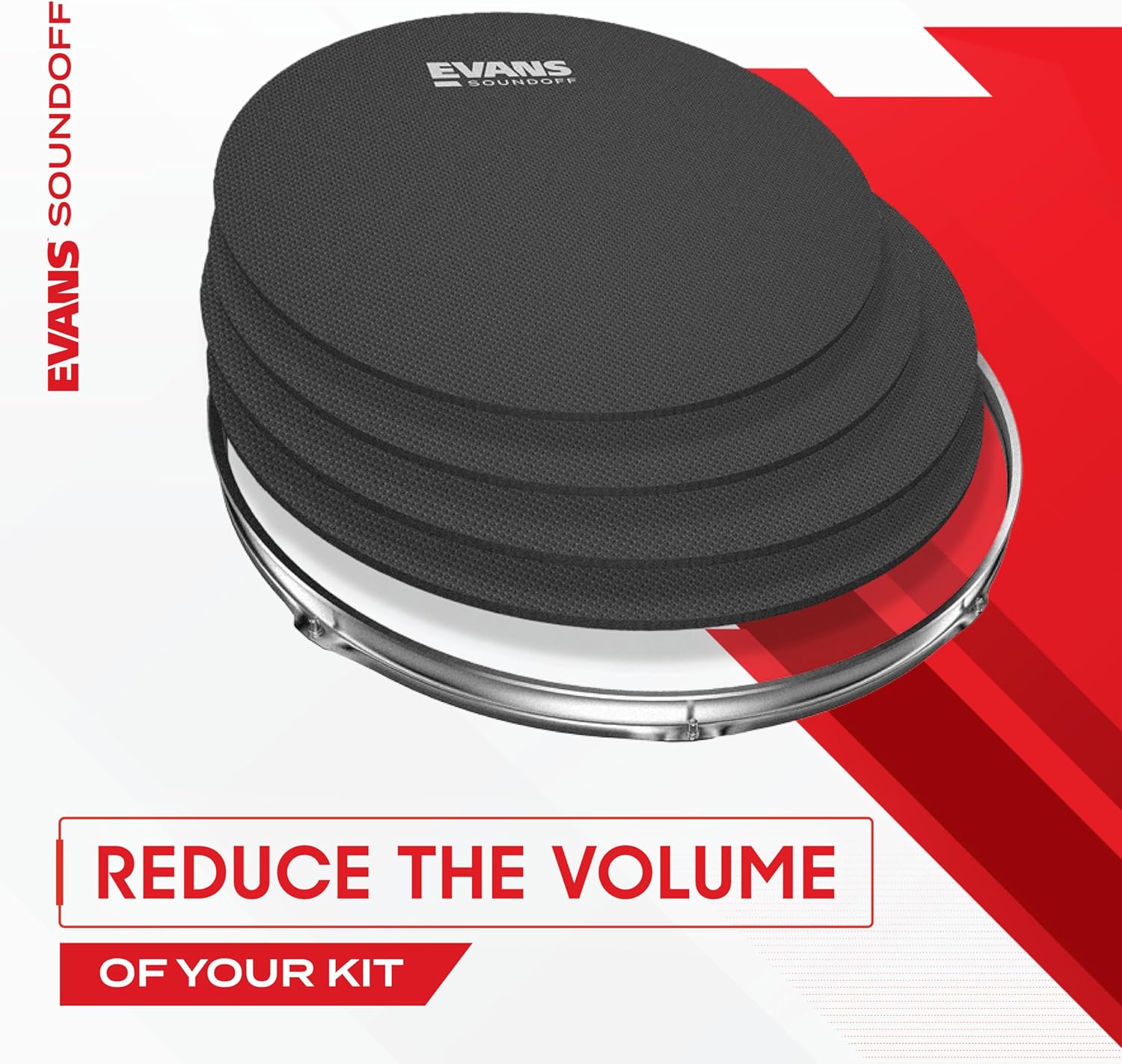 Evans Soundoff Drum Mute Pads - Full Box Pad Set - Mutes Pack - 3 Cymbals, 4 Tom/Snare, & 1 Bass - Great for Silencing Acoustic Kits to Practice - Standard - 8-Pack