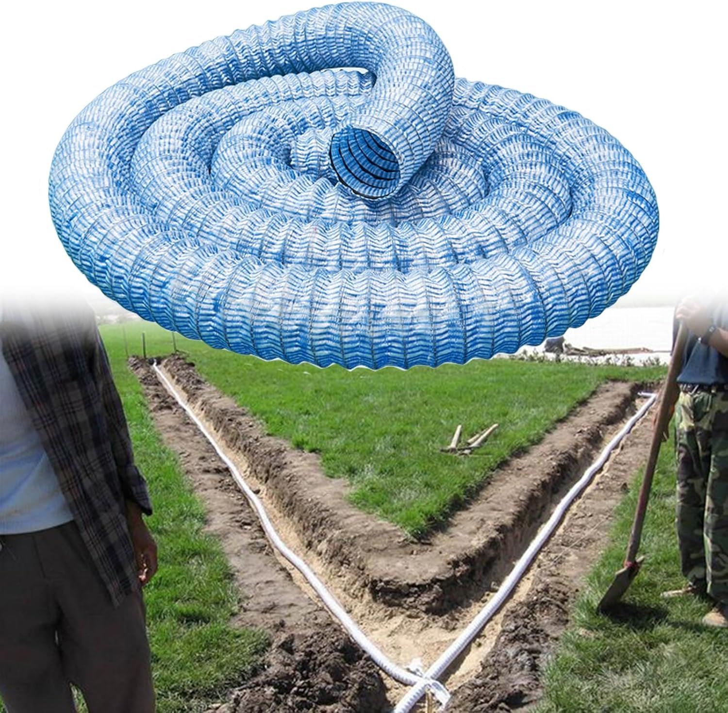 3in French Drain Pipe Perforated, 3 10 12 25 50 100 150 160 Ft Spring Soft Permeable Greening Foundation Drainage Hose for Yard/House Side/Garden(L 14m(45.9ft))