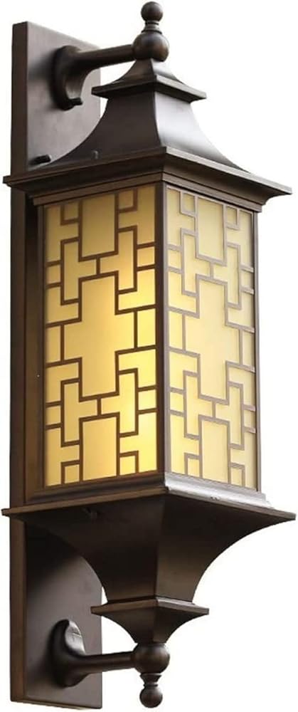 Outdoor Large Porch Garden Wall Scone 27 Inches Waterproof Aluminum Bracket Wall Mount Light with Frosted Glass Shade Wall Lamp European Retro Lantern for Villa Garden Balcony