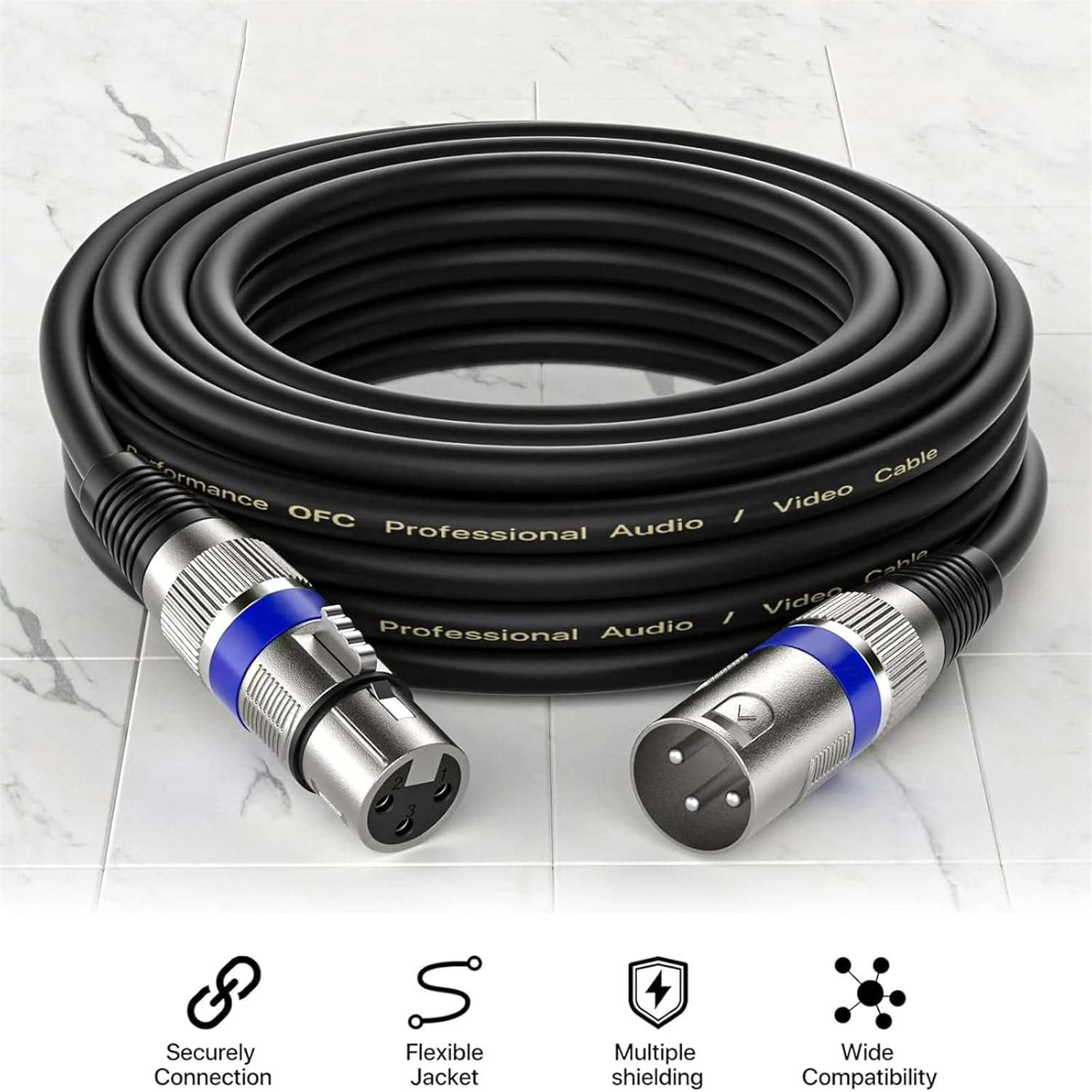 XLR Microphone Cable (6 Pack) XLR Male to Female Mic Cable 3-Pin Balanced Shielded XLR Cable for Amp Mixer Recording Studio Etc(1m)
