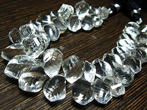13 inch natural beads strand of 10x6-16x8mm faceted drop rock crystal gemstone beads for DIY jewelry - necklace, bracelet, earring, ring.