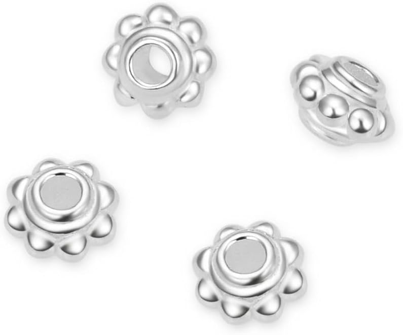 30pcs Adabele Authentic 925 Sterling Silver Hypoallergenic Daisy Flower Round Rondelle Loose Beads Spacer 5.5mm for DIY Craft Jewelry Making SS72