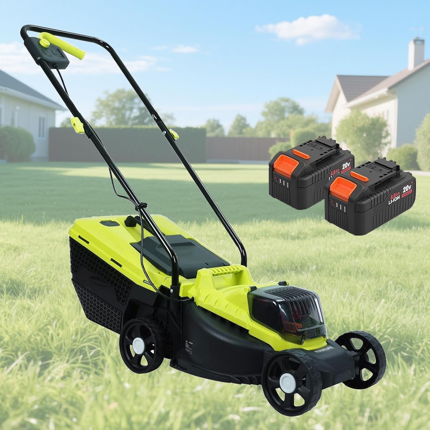40v Brushless Lawn Mower for 600㎡, 33cm Cutting Width, 30-70mm Cutting Height, 45l Basket, with 2 Batteries and Charger