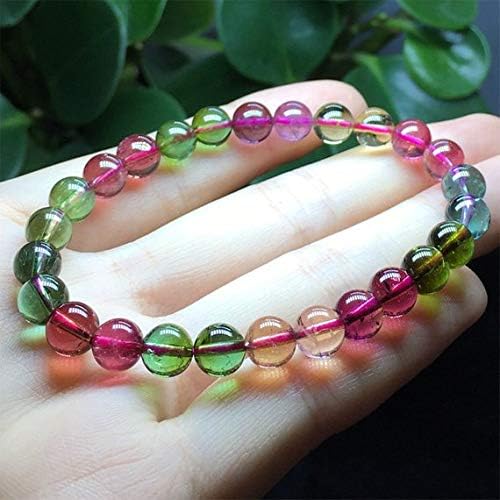 1 strands natural colorful mix tourmaline multi-color stretch bracelet round beads 7mm 04441