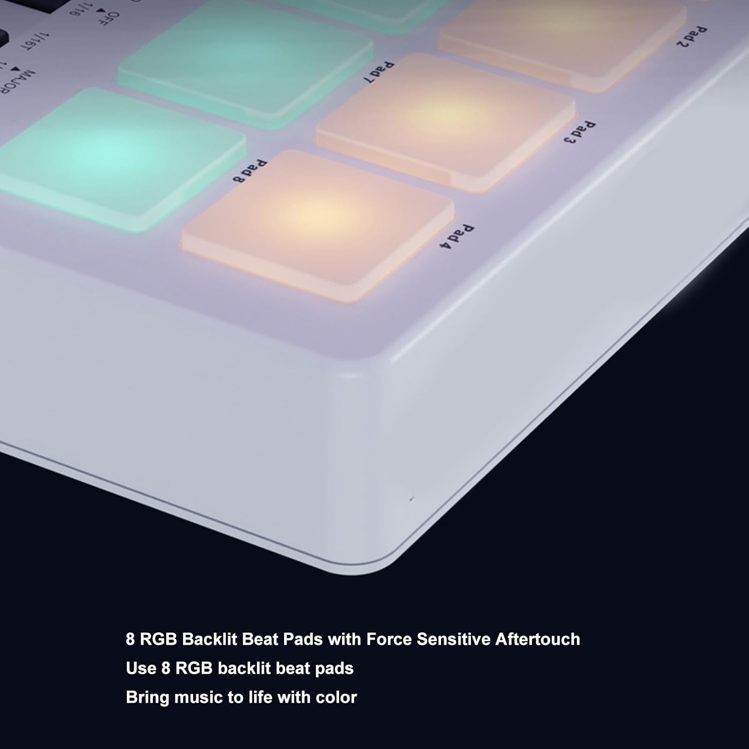 USB MIDI Keyboard Controller, MIDI Keyboard with 8 Beat Pads, 8 Backlit Drum Pads, 8 Assignable Knobs and Music Production Software [ BT Wired Connection ]