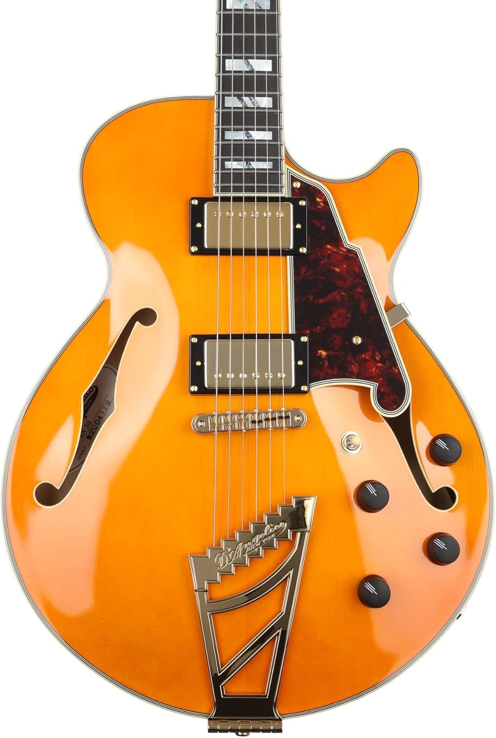 D'Angelico 6 String Semi-Hollow-Body Electrical Guitar, Right, Vintage Natural (DAESSVNATGT)