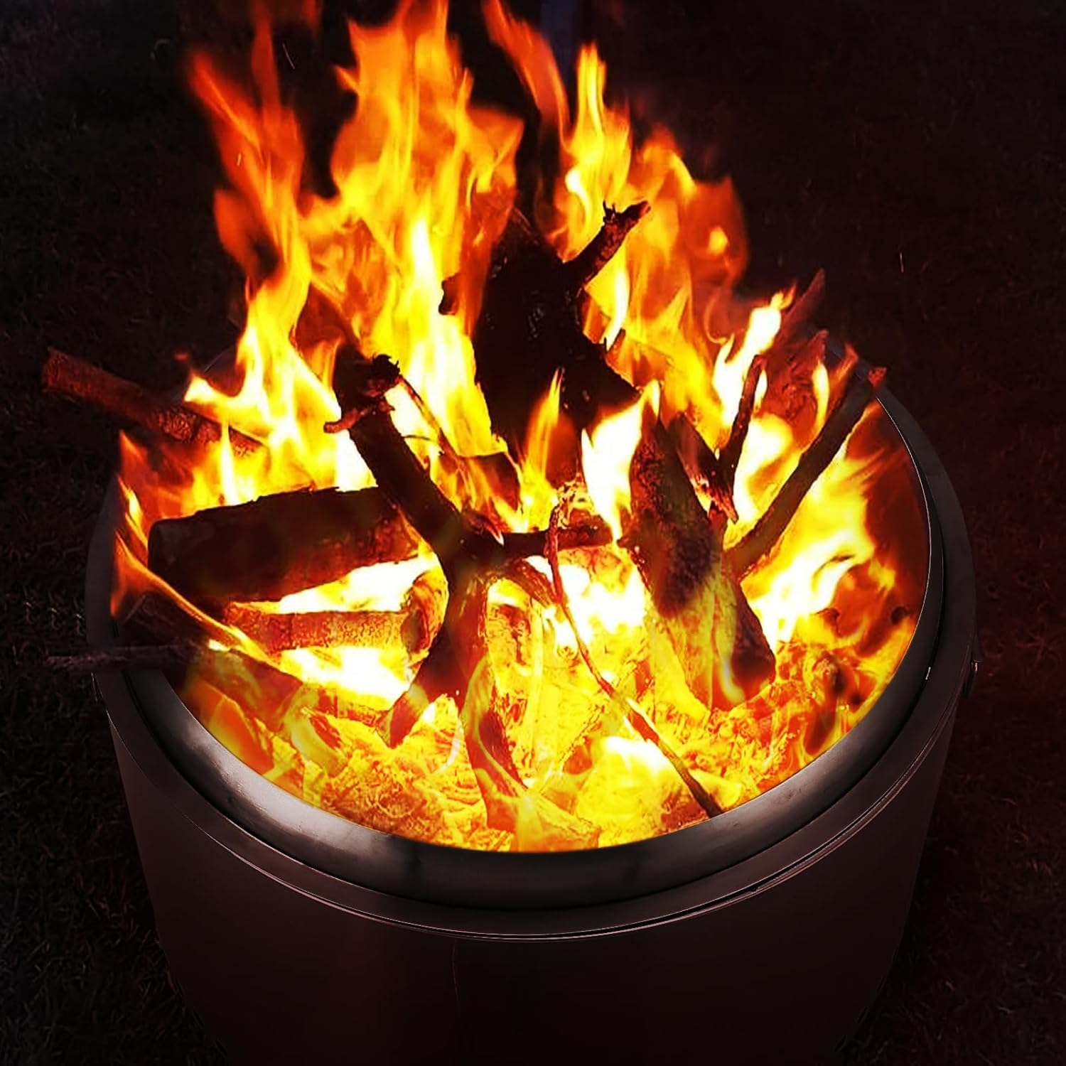 27 in Smokeless Fire Pit with Air Switch, Wood Burning Portable Stainless Steel Outdoor Firepit with Removable Stand & Stove Hook, Ash Pan, for Camping Backyard Patio Picnic, H: 20 in, 35 LBS