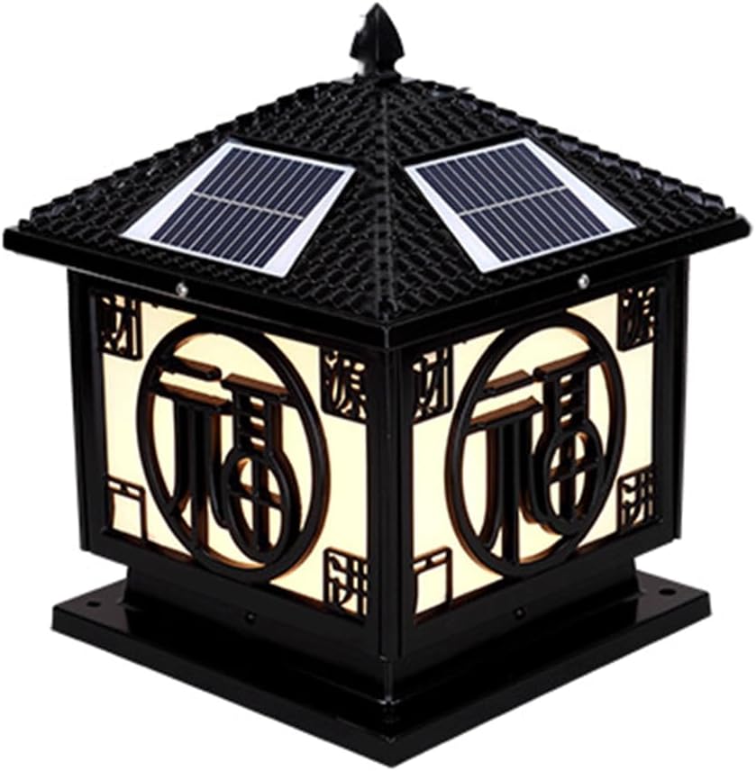 Classical Vintage Post Lamp Garden Solar Column Cap Lamp Farmhouse Lantern Deck Lighting LED Column Lamp Modern Patio Path Lawn,Patio Pillar Lights