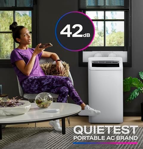 GE Profile PPHV10WWF 10,000 BTU Portable Air Conditioner for Medium Rooms up to 550 sq ft. (9,850 BTU SACC), 3-in-1 with Dehumidify, Fan, and Auto Evaporation, Included Window Installation Kit, White