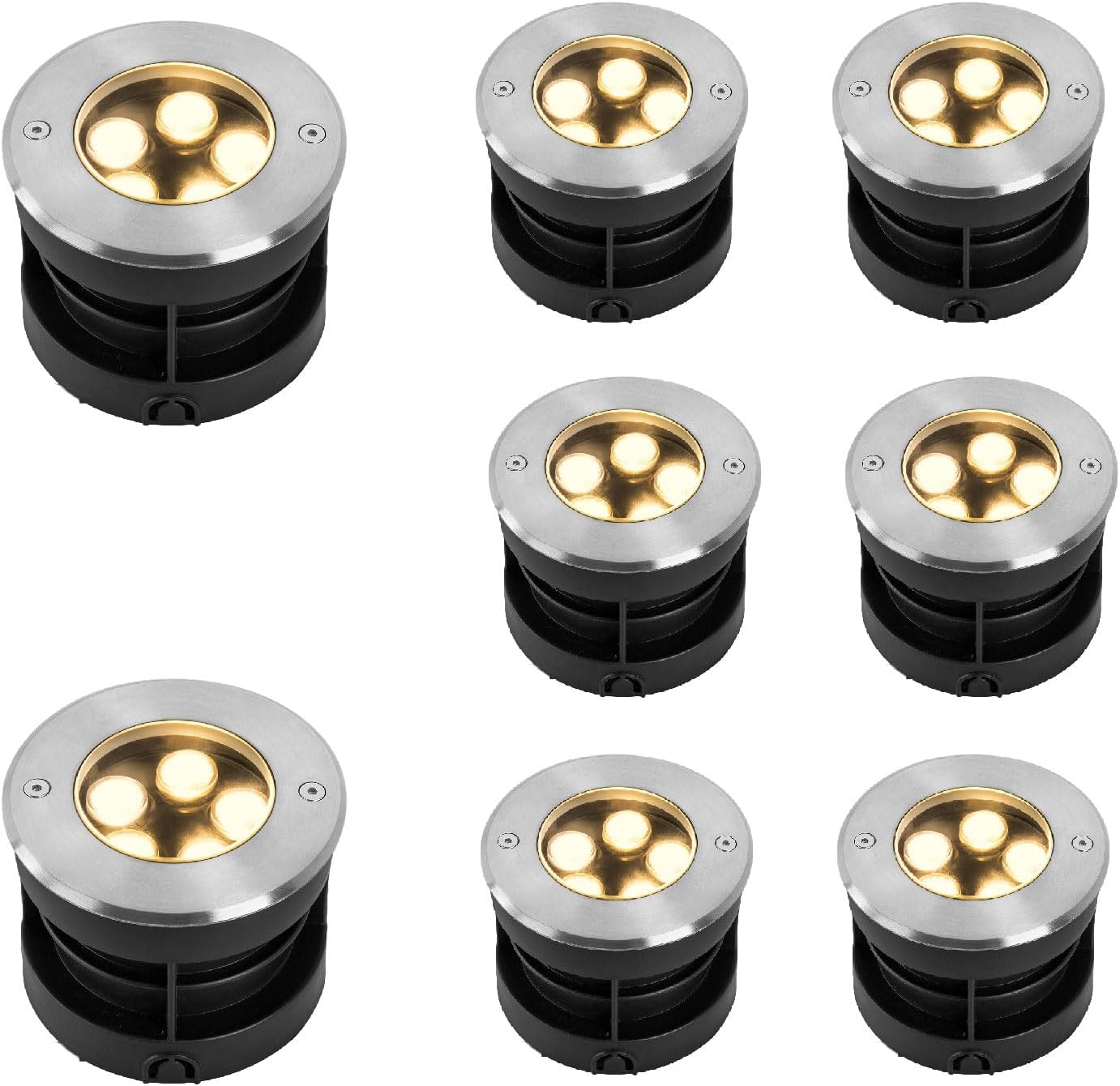 Outdoor In-Ground Lights Wired,Waterproof IP67 LED Landscape Lights 110V 120V,3CCT Selectable Well Lighting,Diameter 4inches up Tree Spotlight for Pathway,Garden,Yard,Pack of 8 (5W, Piece, 8)