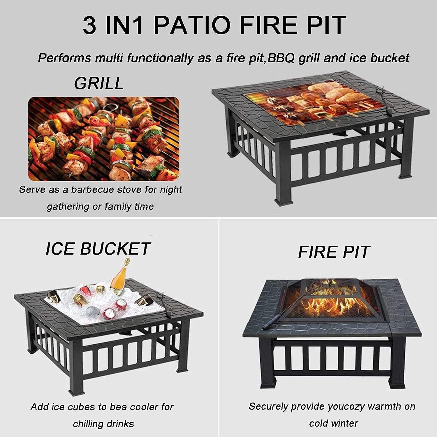 Fire Pit Garden fire Pit, Courtyard Decoration fire Pit, Outdoor Wood Burning fire Pit, Barbecue fire Pit Table