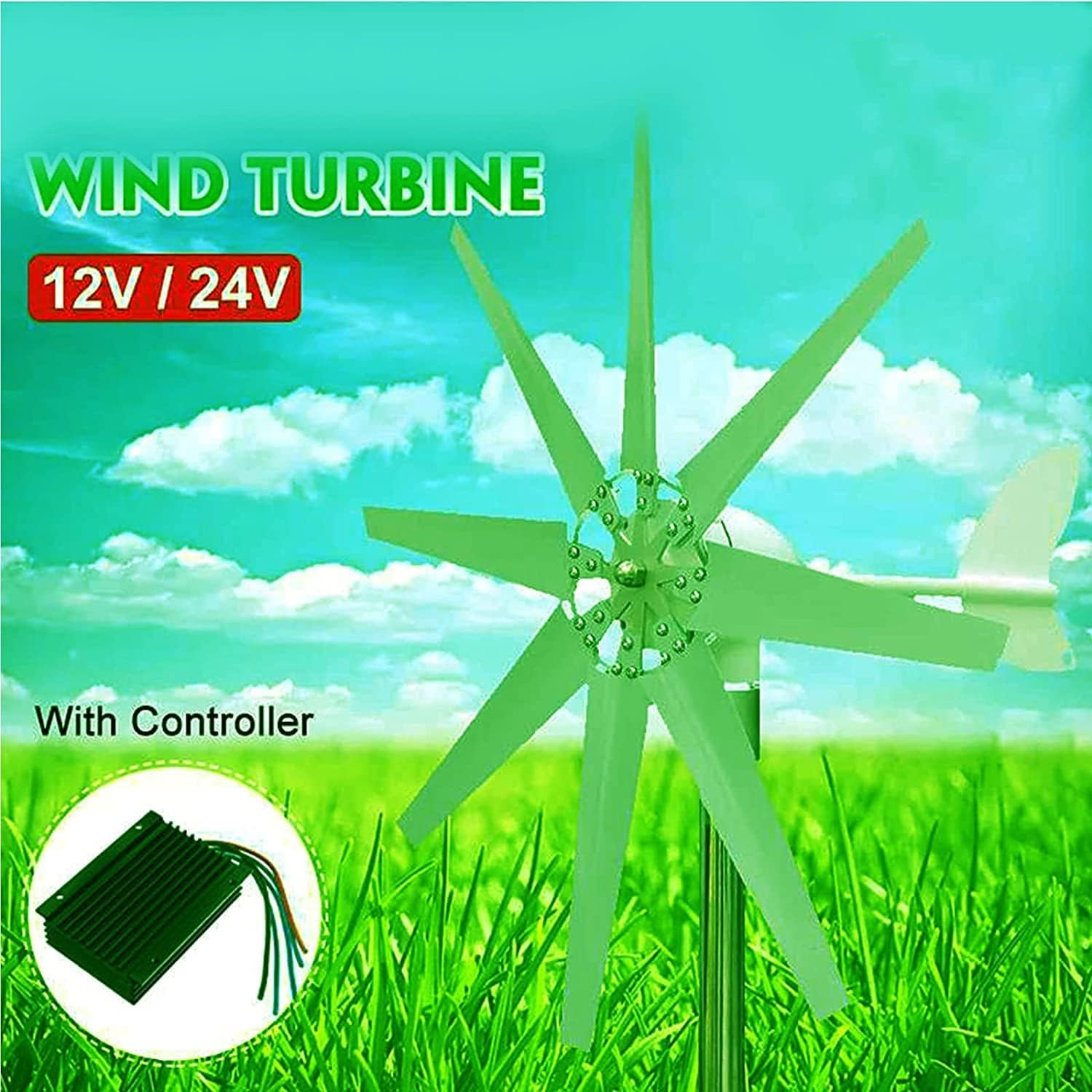 10000W Wind Turbine Generator Kit + 12V/24V 48V Low Noise Vertical Wind Generator for Home Garden