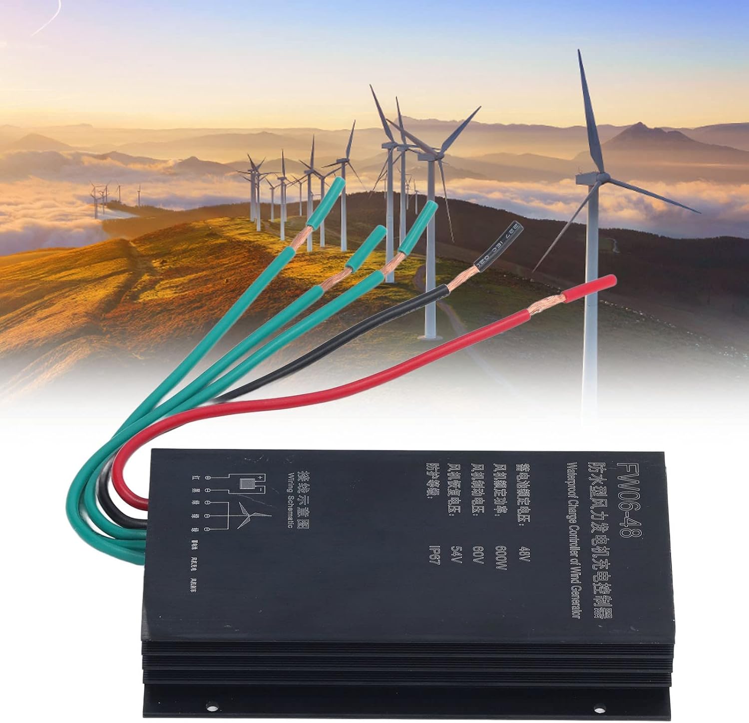 48V 600W Wind Charge Controller, Integrated IP67 Design, Automatic Charging Regulator - Reliable Wind Speed Control, Aluminum, Ideal for Wind