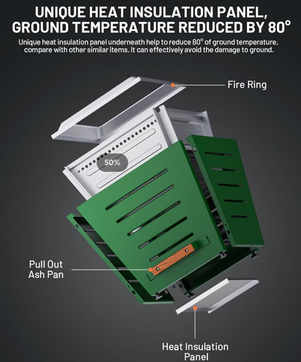 Stainless Steel Smokeless Fire Pit for Outside Outdoor Heaters for Patio with Efficient Wood Burning Design Modern Backyard & Camping Fire Pit for Warmth and Ambiance Green