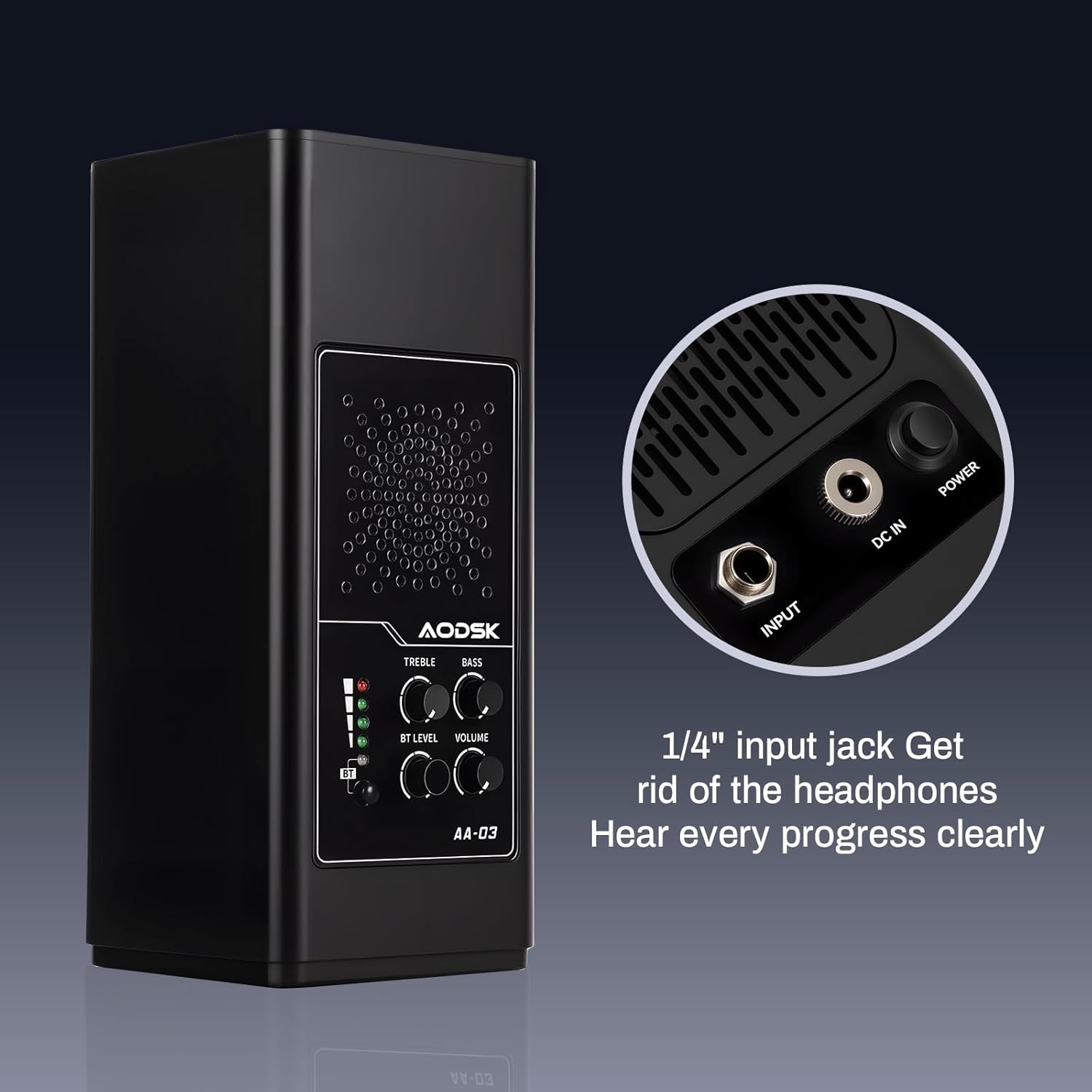 AODSK 20W Professional Electronic Drum Speaker with Bluetooth 5.0, Portable Practice Monitor Speaker for All Electronic Drums, with Treble/Bass Adjustment