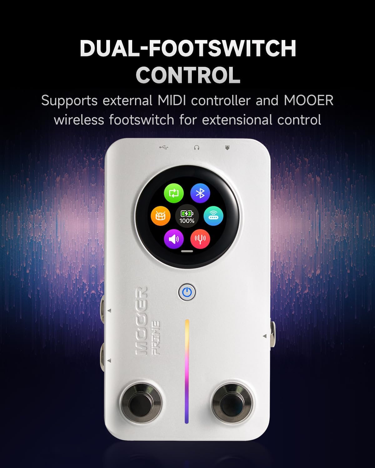 MOOER Prime M2 Wireless Desktop Multi Effects Pedal with APP editor, MIDI Function, Bluetooth PlayBack, IR Loaders, Touch Screen, Looper Drum Machine for Guitar and Bass