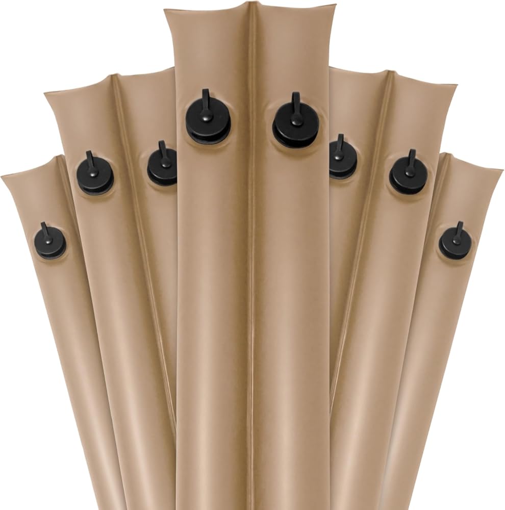 Pool Mate 8 ft. 5-Pack Extra Strength Tan Double Chamber Pool Water Bags, Double Seams, .25 MM Thick Vinyl, Cover Weights, Oversized Jumbo Screw Valve Cap, Water Tubes