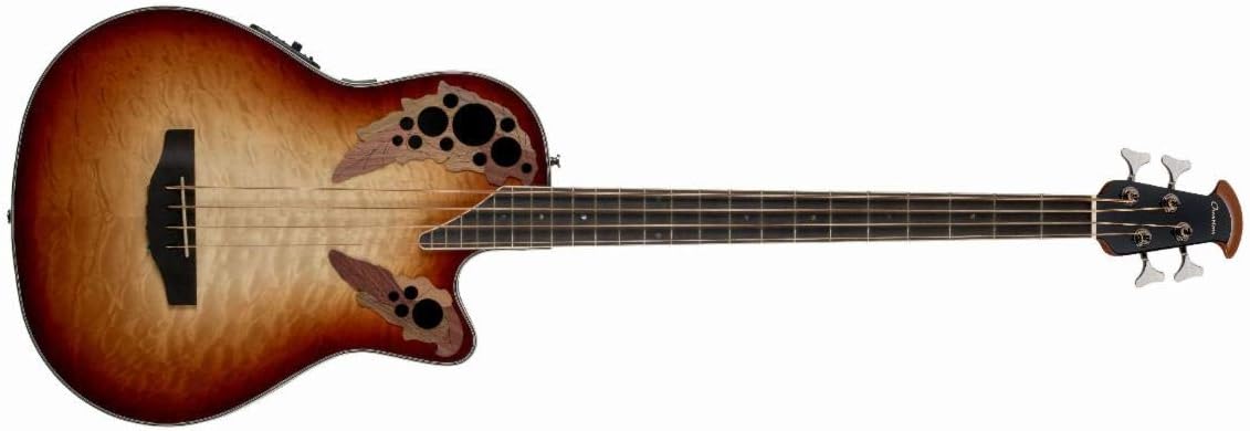 Ovation Celebrity Elite Exotic Mid Depth Bass, Cognac Burst/Natural Quilted Gloss CEB44X-7C