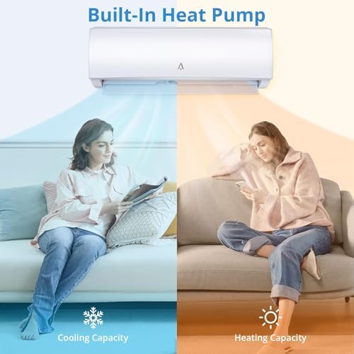 9,000 BTU Mini Split Air Conditioner & Heater, 19 SEER2 Inverter, WiFi Enabled, Alexa/Home Compatible, Ductless Wall Mounted AC Heat Pump for 450 Sq. Ft., 115v, Full Installation Kit