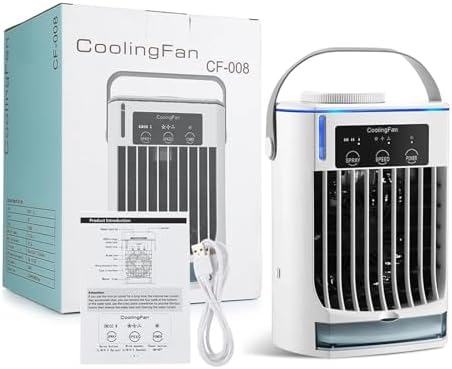 Portable Air Conditioner, Small Space Air Conditioning for Home Rechargeable Portable Desktop Air Cooler,Desktop Fan for Home Outdoors